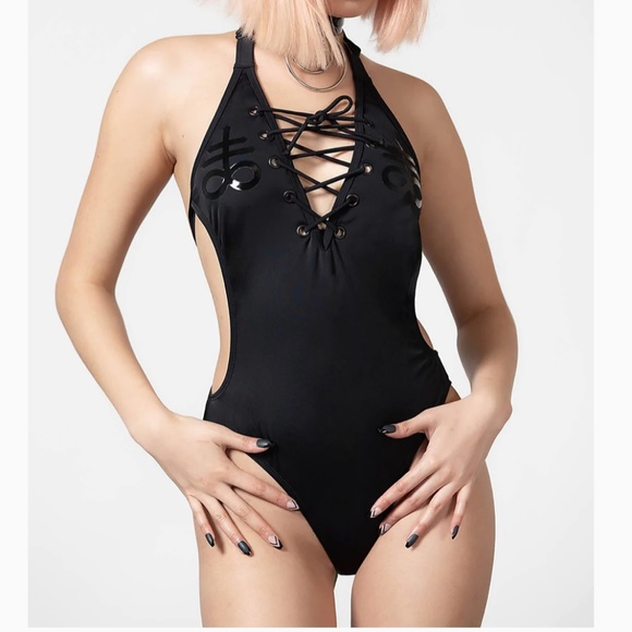 Killstar Other - Killstar Sexy DORO Lace-Up Side Cut Out Swimsuit XXL NWT